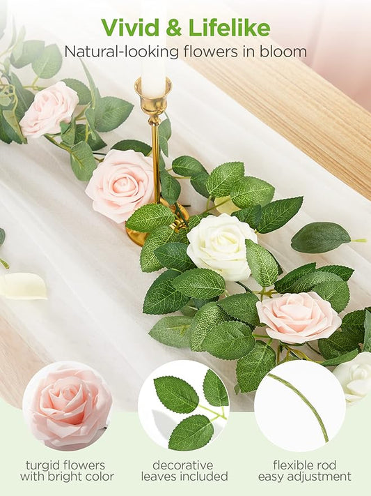 InnoGear Artificial Flowers, 50 Pcs Blush Foam Fake Roses Bulk with Stems for Decoration DIY Wedding Bouquets Centerpieces Bridal Shower Party Christmas Tree
