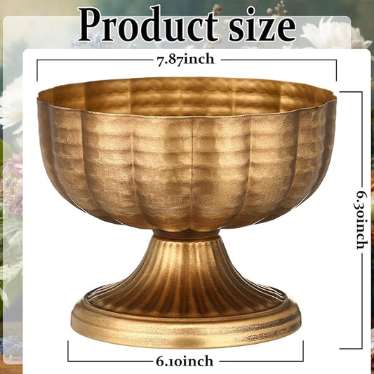 4 Pcs Distressed Vintage Gold Compote Vase for Centerpieces Compote Bowl 8'' Wide Vintage Decorative Antique Urn Planter Vase for Wedding Event Anniversary Party Indoor Outdoor Activity