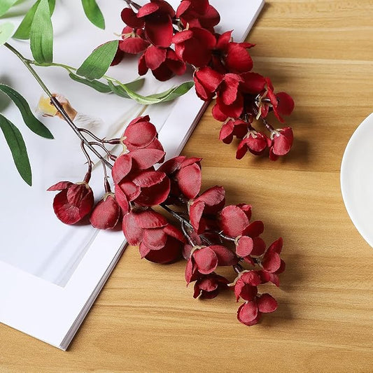 Duovlo 4Pcs 6.6Ft/Piece Imitation Silk Wisteria Garland Hanging Flower Vine for Home Outdoor Garden Ceremony Wedding Arch Floral Decor (Red)