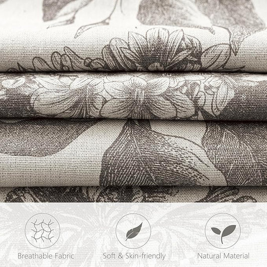 Foindtower Set of 2 Linen Floral Vintage Throw Pillow Covers Neutral Accent Decorative Cushion Covers Farmhouse Boho Home Decor for Sofa Chair Couch Bedroom Living Room,20×20 Inch,Light Gray