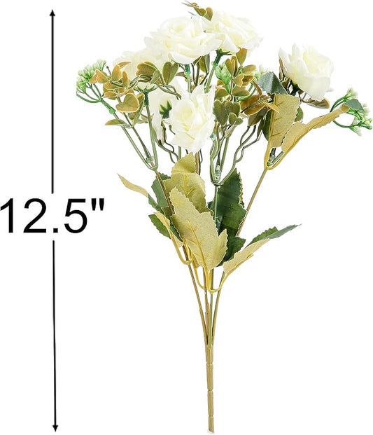 KAOYOO 2 PCS Artificial Rose Bouquet Short Stems for DIY Wedding Decoration Bridal Bouquet Home Decorations(2-PCS)