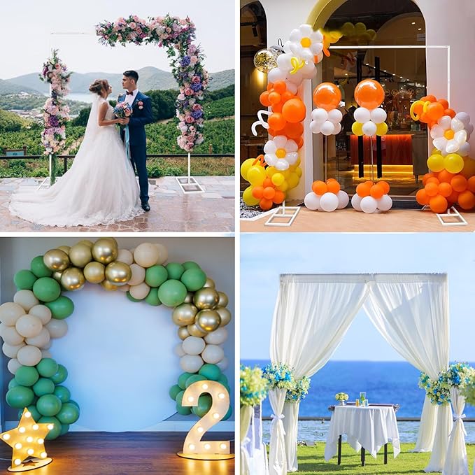 9.9FT White Metal Wedding Arches for Ceremony Square Balloon Arch Stand Rectangular Backdrop Stand for Anniversary Birthday Party Bridal Shower Home Indoor Outdoor Decoration