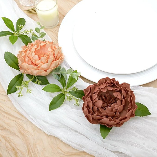 Artificial Flowers, 16pcs Realistic Rose for DIY Wedding Bouquets Centerpieces Arrangements, Terracotta Peonies Flowers with Stem Bridal Shower Party Home Decorations