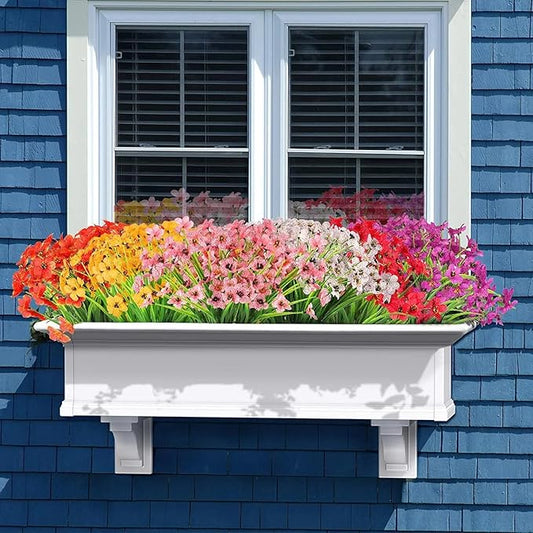 MACTING Spring Artificial Flowers for Outdoors 6 Bundles Fake Flowers UV Resistant Faux Plastic Plants No Fade for Planters Window Box Patio Porch Garden Yard Indoor Outside Decorations(Mix Color-1)