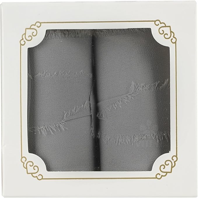 MEEDEE Silver Chiffon Ribbon 3 Inch Frayed Ribbons Gray Chiffon Silk Grey Fringe Ribbon Wide Chiffon Ribbons for Crafts, Flower Bouquet, Wedding Favors Wrapping (2 Rolls 10 Yards)
