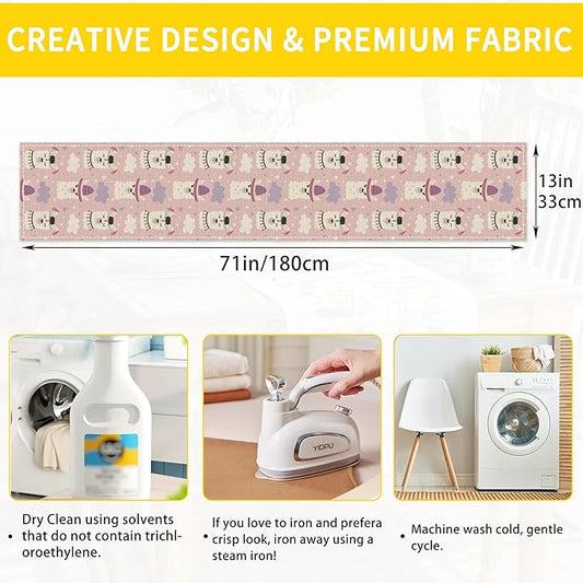 Cute Funny Llama Alpaca Table Runners 70 inches Long Table Runner Elegant Linen Dresser Scarfs Farmhouse Tablerunner for Wedding/Coffee/Dining Table/Party Home Decor