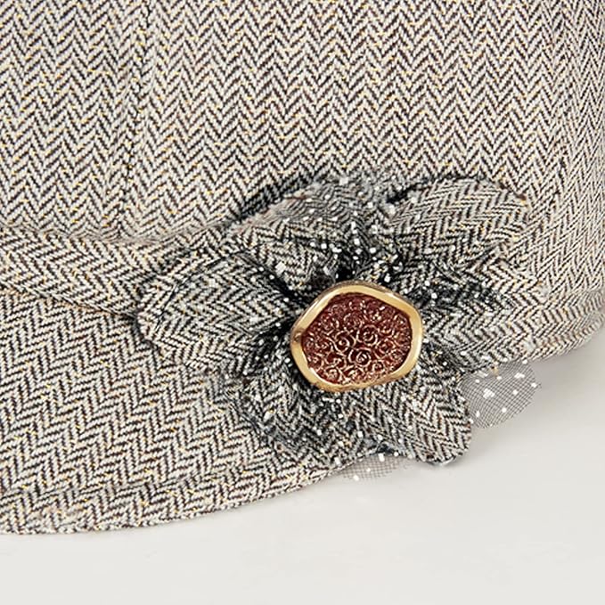 Women Retro Classic Visor Newsboy Cabbie Cap Beret Hats with Flower Buckle for Woman Ladies