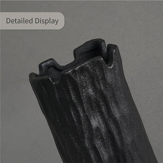 Black Matte Ceramic Vase, Organic Nature Shape, 7.5 Inch Boho Nordic Ins Style Decorative Flowers Vase, Living Room Bedroom Entryway Minimalist Centerpiece Decor, Birthday Gifts for Women