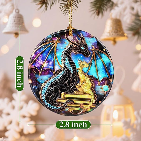 Dragon & Book Christmas Ornament – Christmas Decorations, Holiday Ornament, Ideal Gift for Dragon Lovers, Bookworms Gifts & Xmas Gifts