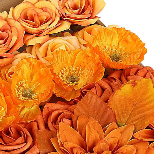 ASTRYAS Orange Artificial Flowers Combo Set, Orange Peonies Dalia Flower for DIY Wedding Bouquet Bridal Baby Shower Decorations Party Table Centerpieces Cake Silk Floral Arrangement Home Decor