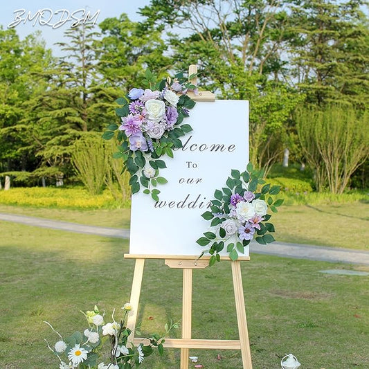 Pack of 2 Artificial Flowers for Backdrop Decoration, Wedding Arch Flowers,Reception Welcome Sign, Eucalyptus Garland, Suited to Aisle Decor and Wedding Arches(Purple)