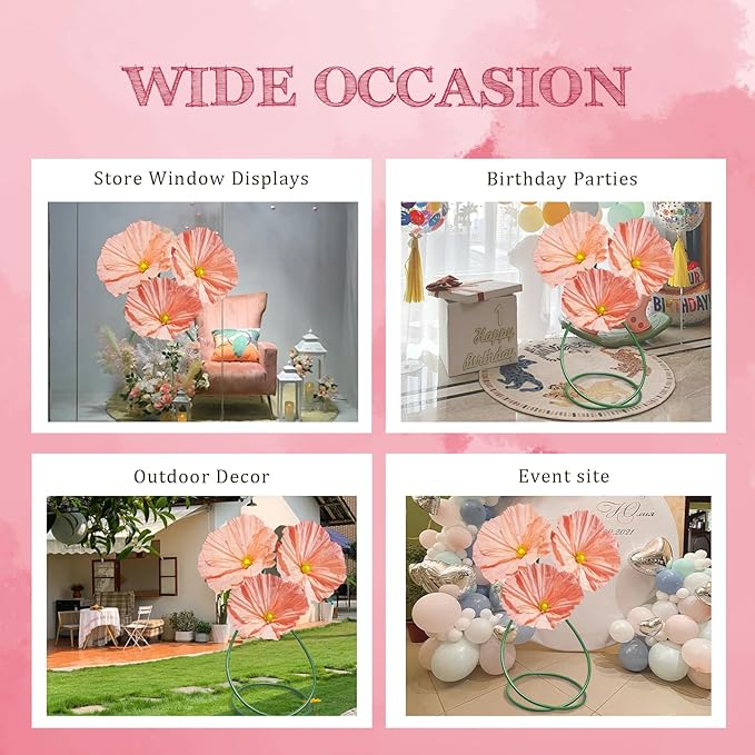 Large Flowers Artificial Flower Decoration - Wedding Giant Flowers Huge Artificial Paper Floral for Birthday Ceremony Party Event Mall Window Display Decorations 3pc (Pink)