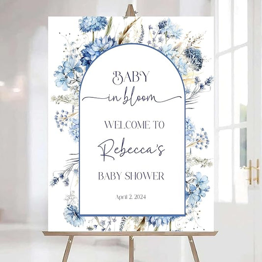 Editable Wildflower Baby Shower Welcome Sign, Personalized Boho Floral Baby Shower Sign, Spring Flowers Theme, Elegant Flower Decorations, Custom Name Signage for Boy or Girl #8
