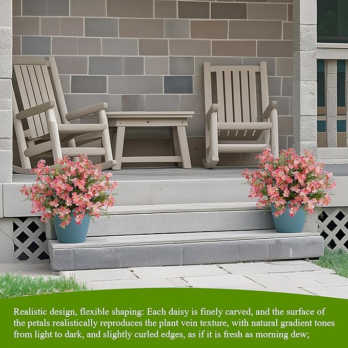 Spring Decorations for Home Fake Flowers Hydrangea Artificial Plants Indoor Mantle Decor Plastic Flowers Artificial Plants Outdoor Garden Decor Hanging Plants 6pcs(Pink) Flowers