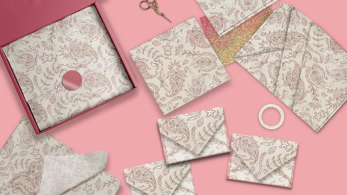 Pro Supply Global Pink Paisley Printed Tissue Paper for Valentine's Day Gift Bags or Boxes and Wrapping - Bulk Decorative Art Tissue Paper for Packaging and Gifting | 24 Sheets 20" x 30"