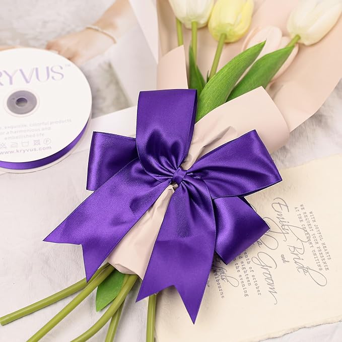 Purple Satin Ribbon, 2" x 25Yd, Perfect for Gift Wrapping, Crafts, Wedding Decor