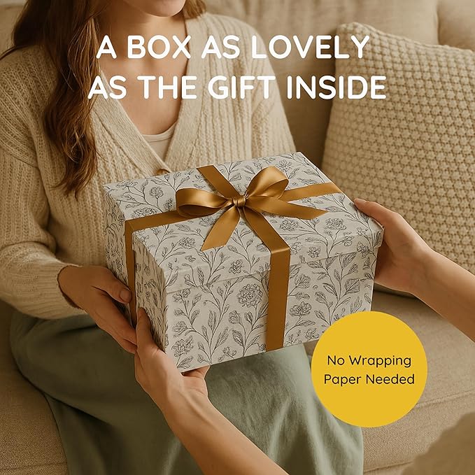 Soul & Lane Decorative Cardboard Storage Boxes For Home Décor - Modern Meadow - Set of 3: Floral Paperboard Nesting Storage With Lids, Memory Boxes For Keepsakes And Photos, Gift Set For Presents