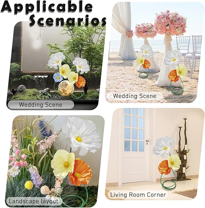 Artificial Wedding Flowers for Decoration, Paper Flowers Christmas Decorations Indoor Outdoor Decor for Birthday/Party/Baby Shower/Bridal Shower/Shop Window Display 3pc (Orange Yellow White)