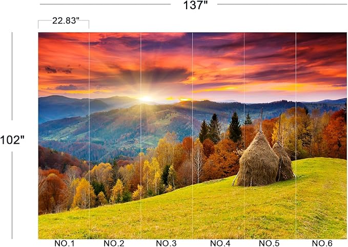 Cliouar-The Mountain Autumn Landscape with Colorful Forest Peel and Stick 137" x 102"