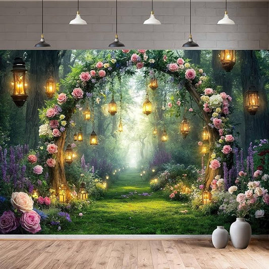 15x10ft Purple Flower Wedding Photography Backdrop Lavender Floral Wedding Bridal Photography Backdrop Anniversary Birthday Baby Shower Girl Party Banner Photo Booth Props Background Wall Decor