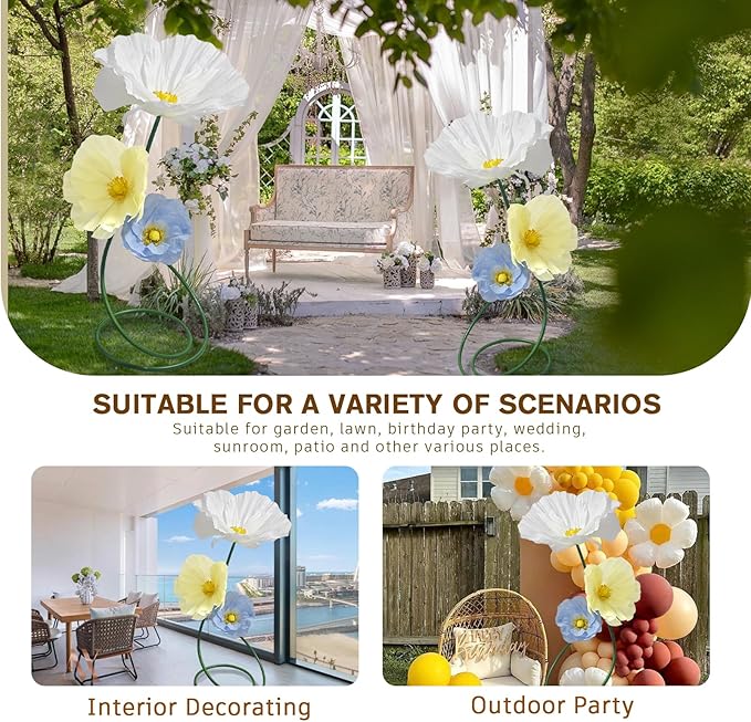 Wedding Decorations for Reception, Artificial Giant Flowers for Decoration, Party Banquet Decor,Home Decor,Photographic Props,Shop Window Display 3 Pack (Yellow Blue White)
