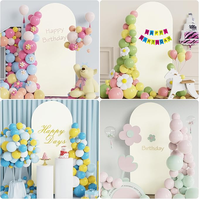 Wokceer 5FT Wedding Arch Cover Spandex Fitted Wedding Arch Stand Covers Round Top Chiara Arch Backdrop Cover for Birthday Party Ceremony Banquet Decoration Ivory