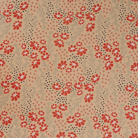 Aimyoo Kraft Floral Wrapping Paper Roll, All Occasion Vintage Red Flower Gift Wrap for Wedding Birthday Bridal Shower, 17 inch x 10 ft