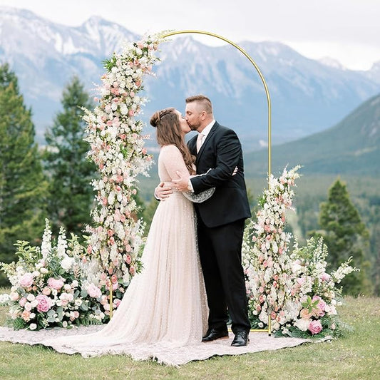 7.2FT Metal Arch Backdrop Stand Gold Arched Backdrop Frame for Wedding Party Ceremony Birthday Bridal Baby Shower Garden Floral Balloon Arch Decoration
