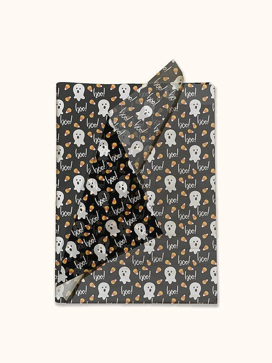 Halloween Ghosts Printed Tissue Paper for Gift Bags or Boxes and Wrapping - Bulk Fall Decorative Art Tissue Paper for Packaging and Gifting | 24 Sheets 20" x 30"