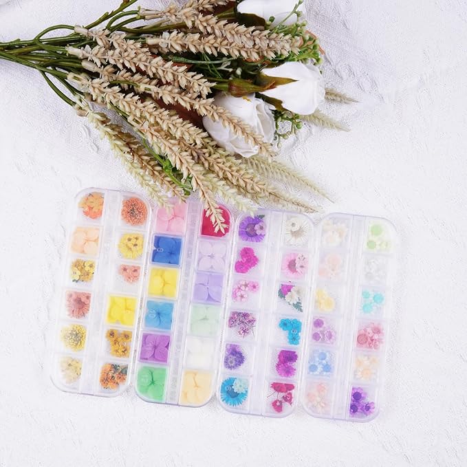 60Pcs Small Dried Pressed Flowers for Crafts,Xinxinran Tiny Dry Flower Kit for Nail Art,Epoxy Resin Accessories,Bookmark,Nails, Jewelry Making,Candle,Soap,Resin Molds(1 Boxs)