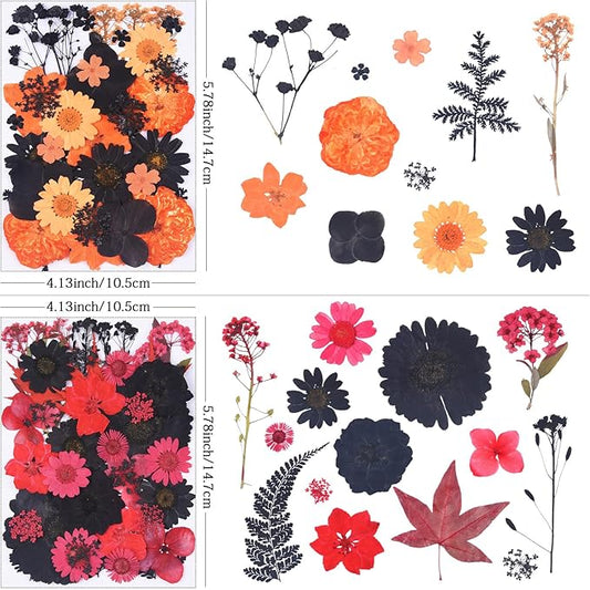 154Pcs Black Dried Pressed Flowers for Crafts,Xinxinran Dry Flowers Kit for Resin Molds,Epoxy Resin Accessories,Bookmark,Nails, Jewelry Molds,Candle Making Supplies,Soap,Frame