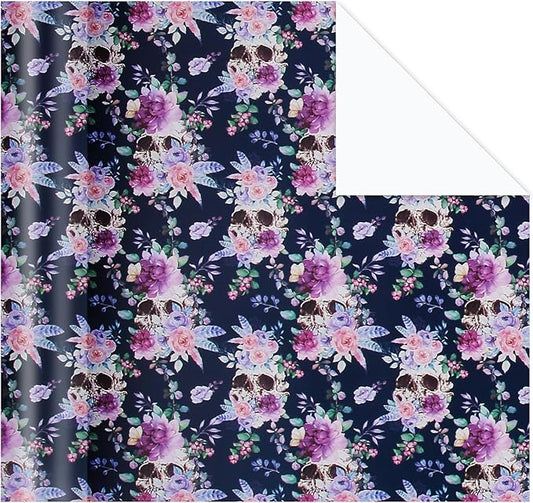 Aimyoo Purple Floral Wrapping Paper Jumbo Roll 17 in x 60 ft, Daylily Flower Gift Wrap for Wedding Birthday Bridal Shower