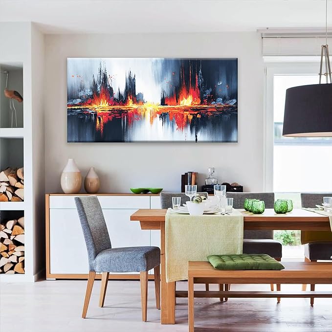 Black Abstract Wall Art Bedroom Wall Art For Living Room Canvas Wall Art Decor Red Gold Abstract Wall Decor Painting Prints For Kitchen Office Home Decoration 24" X 48" Ready To Hang