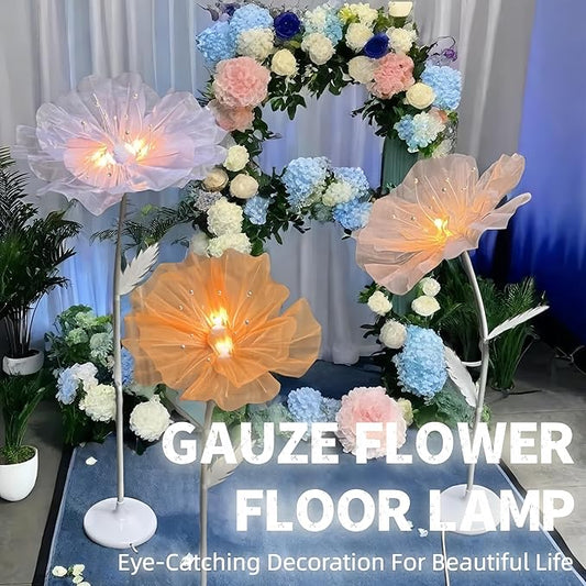 Giant Flowers Decoration, 5.25 ft Large Gauze Floral with LED Lamp, Wedding Decorations for Reception, Birthday Christmas Party Banquet Backdrop Decor, Shop Window Display, Purple