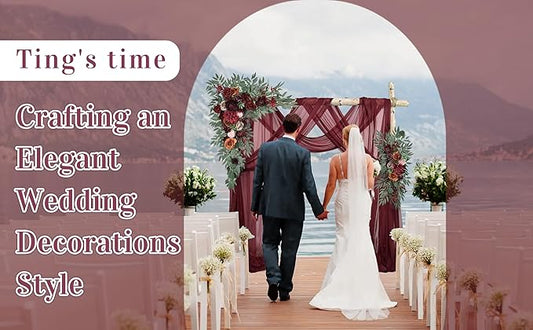 Ting's time Artificial Wedding Arch Flowers Kit(Pack of 4) 2pcs Large Blush Artificial Flower Swags with 2pcs Draping Fabric for Wedding Party Ceremony Decoration(Burgundy)