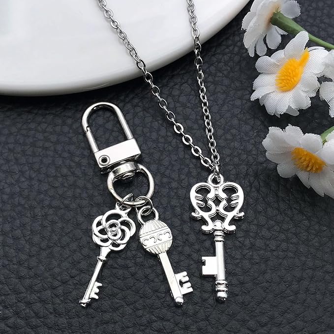 WOCRAFT 60pcs Bright Silver Small Key Charms Bracelet Charms for Jewelry Making Sets DIY Necklace Bracelet Keychain Crafting Charms Kit Craft Supplies (SN926)