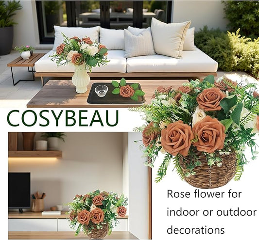 Artificial Rose Flowers 25pcs, Orange Foam Fake Rose Faux Flower for Wedding Bouquets Bridal Shower Centerpieces Floral Arrangements Home Decorations Party Backdrops Table