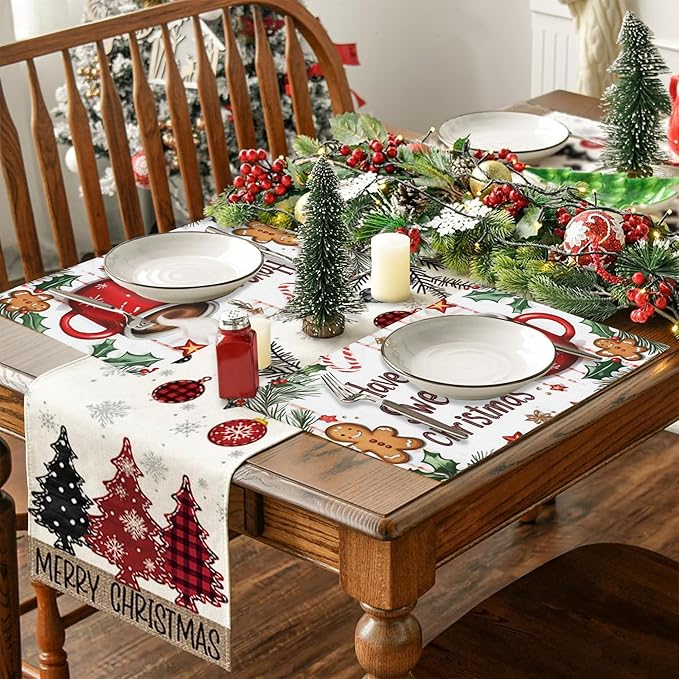 Christmas Placemats Set of 4,Have a Sweet Christmas Placemats Dining Table Mat Set,12x18 Washable Stain Resistant Wipeable Cloth Placemat for Kitchen Buffet Parties