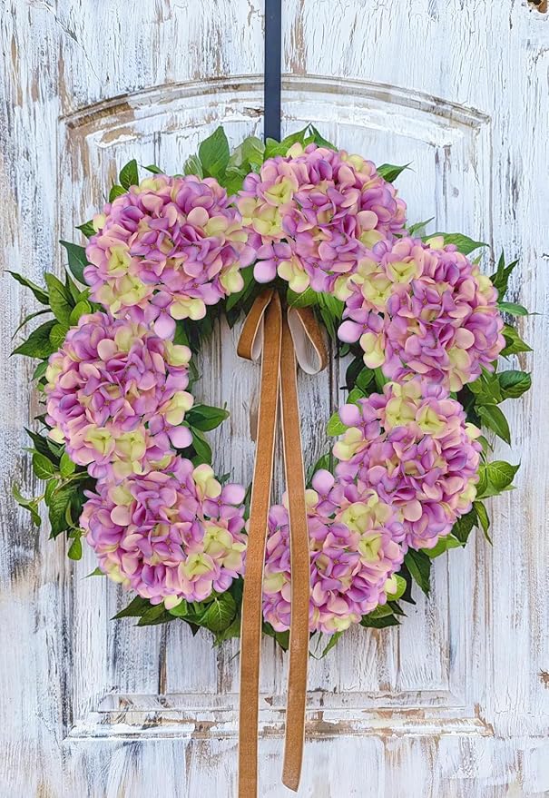 Hollyone Purple Silk Hydrangea Artificial Flowers Heads 7.4inch Large Fake Hydrangea 4Pcs Full Faux Flowers with Stems for Wedding Party Table Centerpieces Flower Arrangement Home Decor