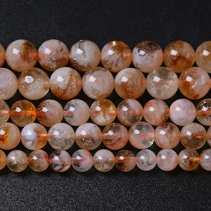 8MM 46PCS Natural Stone Citrine A Grade Quartz Crystal Loose Beads for Jewelry Making DIY Bracelet Necklace 1 Strand 15’’