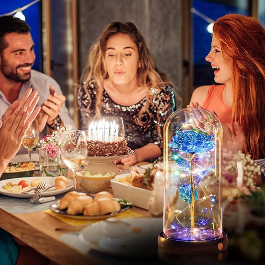 Beferr Birthday Gifts for Women Mom Rechargeable Galaxy Glass Roses Forever Preserved Flowers for Delivery Prime Smart Touch Light Up Rose in Dome Gift for Grandma Sister Wife Her Girlfriends Daughter