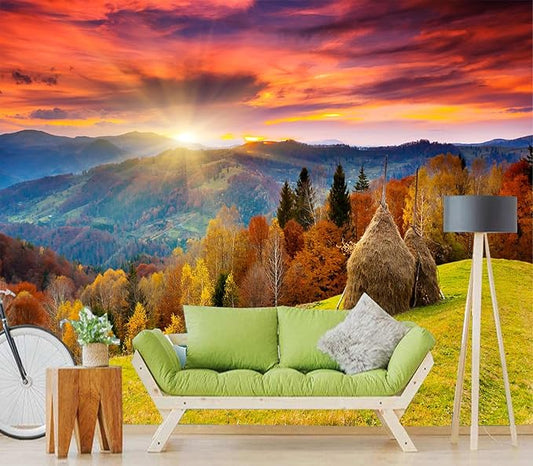 Cliouar-The Mountain Autumn Landscape with Colorful Forest Peel and Stick 160" x 114"