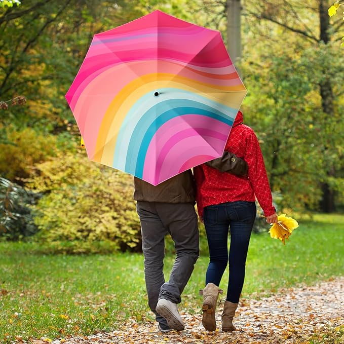 Small Compact Travel Automatic Folding Umbrella for Women, Portable Lightweight, Rain, Wind, UV Sun Shade