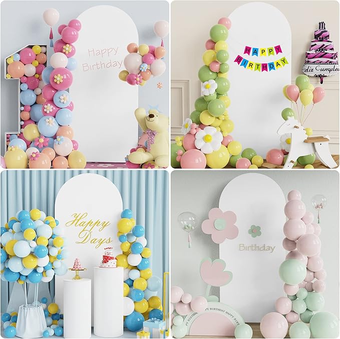 Wokceer 5FT Wedding Arch Backdrop Cover Spandex Fitted White Wedding Arch Covers Round Top Chiara Arches Backdrop Cover for Birthday Party Ceremony Banquet Decoration