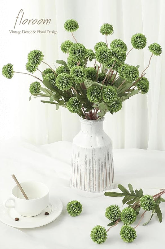 Floroom 5pcs Olive Green Faux Silk Mums Artificial Flowers, Bulk Fake Small Mini Chrysanthemums with Stems for DIY Wedding Centerpieces Floral Arrangements Vase Fillers Home Decorations