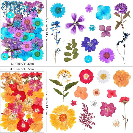 141Pcs Dried Pressed Flowers for Crafts,Xinxinran Dry Flower Kit for Resin Molds,Epoxy Resin Accessories,Bookmark,Nails, Jewelry Molds,Candle Making Supplies,Soap,Frame(Mixed Color)