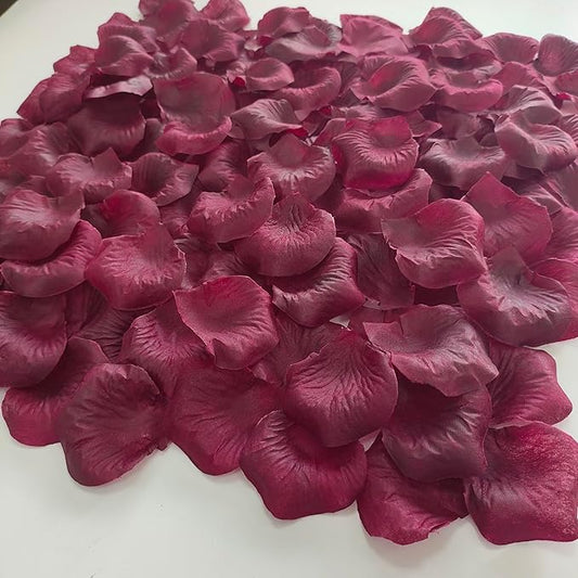 Separated 1500 PCS Artificial Burgundy Rose Petals for Romantic Night,Faux Wine Red Flower Petals for Flower Girl Weddings Valentine Day Party Romantic Decoration(Ready-to-use)
