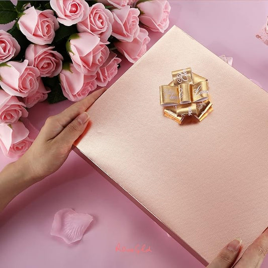 ROSEGLD 12 Gift Boxes with Lids - 11x8.5x1.5 Inches, Apparel Gift Boxes in Glossy Rose Gold with Grain Texture