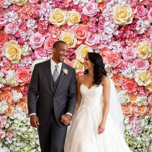 15x10ft Flower Backdrop for Photography Pink Floral Flowers Girls Birthday Baby Shower Mother's Day Wedding Photo Background Cake Table Decoration Supplies Studio Props Banner