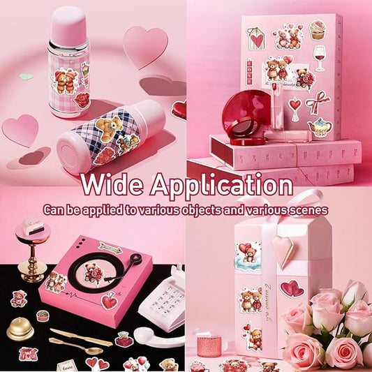 100 Pcs Valentine's Day Stickers for DIY Scrapbook Decorative, Love Stickers Heart Stickers for Laptop Water Bottle Couple Daily Planner, Photo Album Card